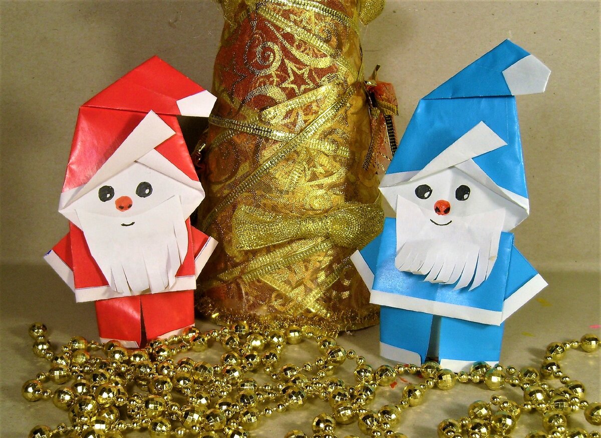 Дед Мороз из бумаги в технике оригами. Мастер-класс пошаговый с фото