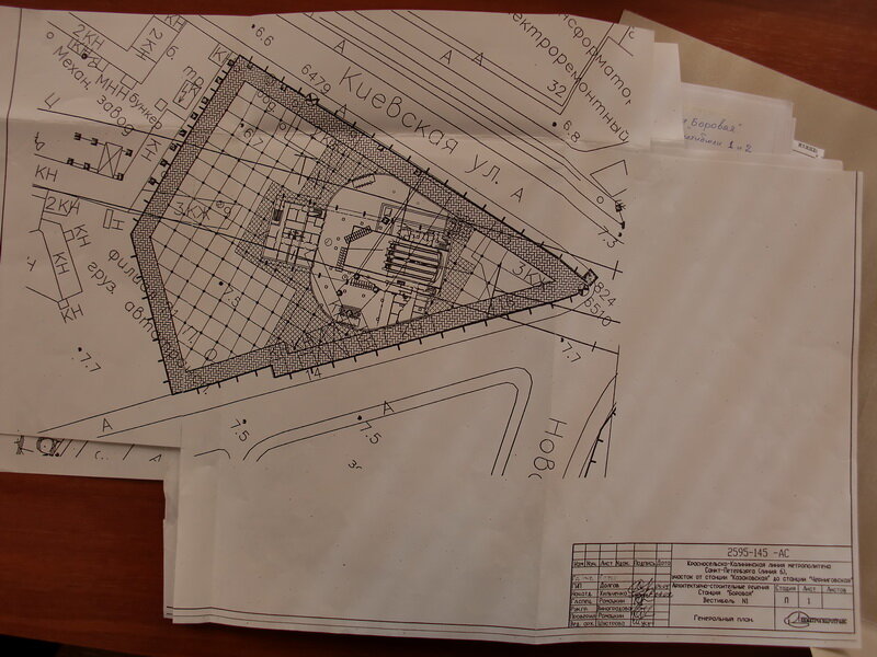 Схема размещения западного вестибюля "Боровой" по проекту 2009 года. 