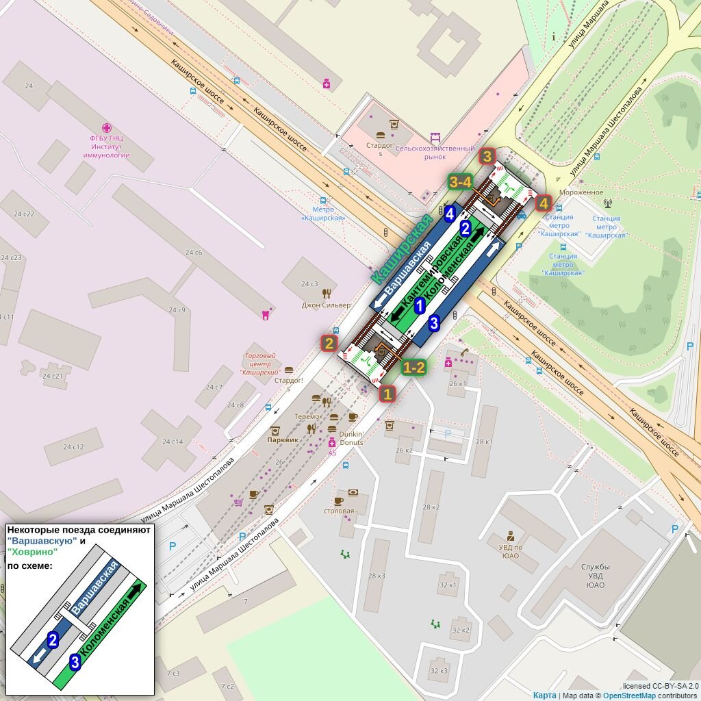 Каширская станция метро схема
