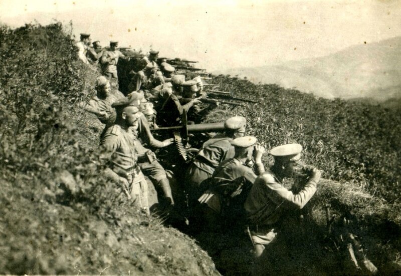 Пулемётный взвод 5-й роты Рыбинского полка 123-й дивизии, период Первой мировой войны. 