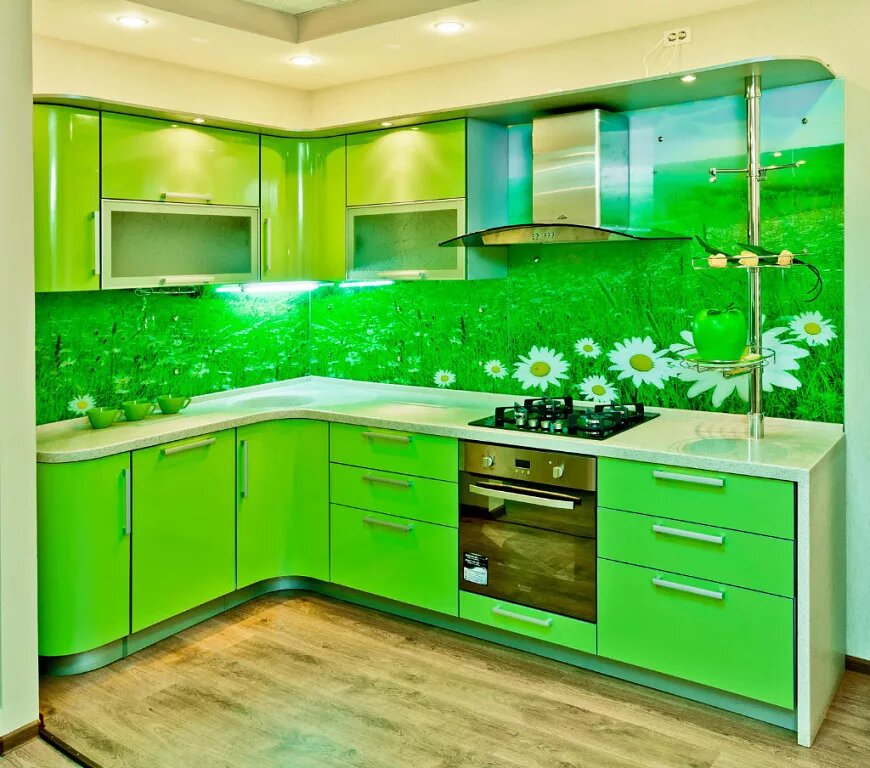 Цветовое и стилистическое решение для зеленой кухни