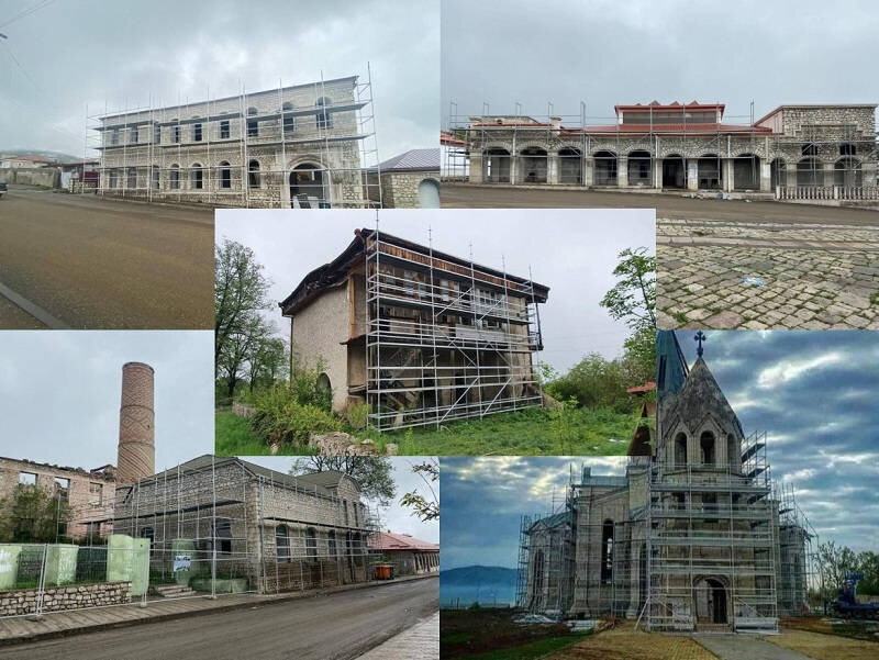Реконструируемые здания в Шуше