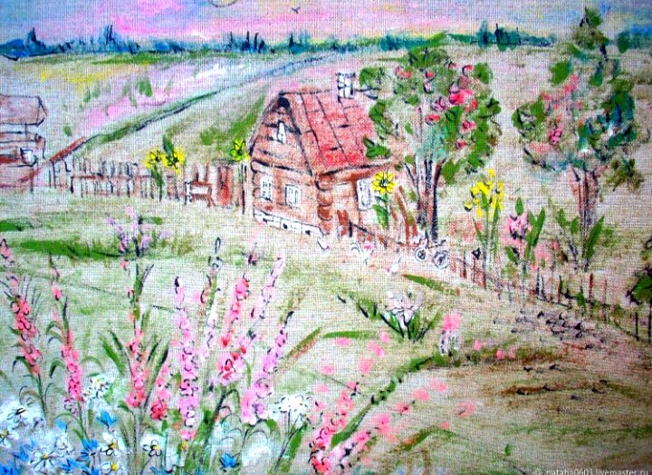 Деревенский пейзаж. Милый сердцу родной край. Автор Наталья Мигурская.