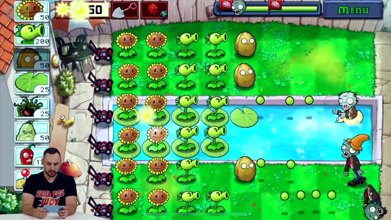 Папа РОБ против ЗОМБИ! Обзор игры Plants vs Zombies