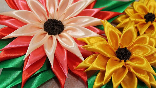 Цветы канзаши мастер класс для начинающих рукодельниц | Цветы и�з ткани