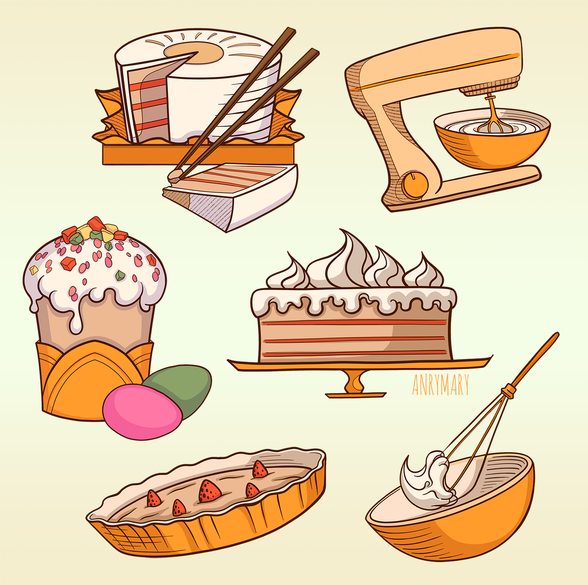 Векторные иконочки для соц сетей мастера-кондитера от "Анри Мари"