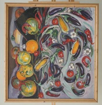 Мириам Асламазян.  Движущиеся овощи. 1986 г. Холст, масло
