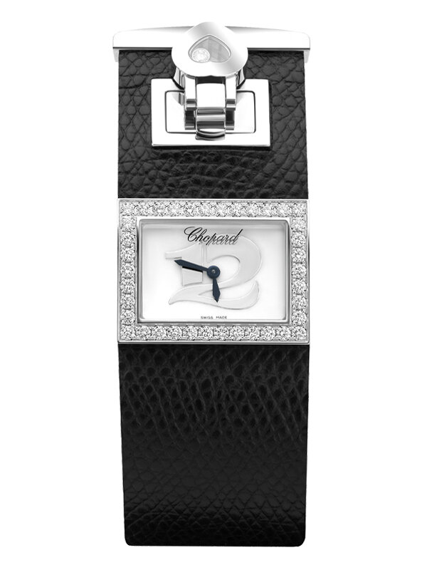 Часы Chopard Happy Diamonds в корпусе из стали и белого золота с бриллиантами на безеле. Плавающий бриллиант на застёжке