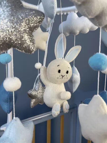 Мобиль детский Зайка голубой