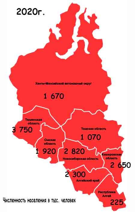 Карта населения сибири