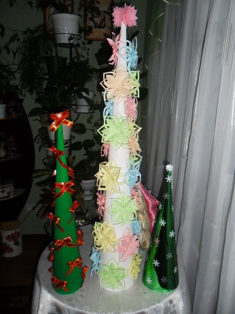 Елки из бумаги  (поделки в детсад)