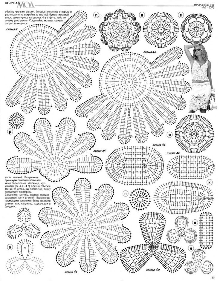 Схемы мотивов кружева.