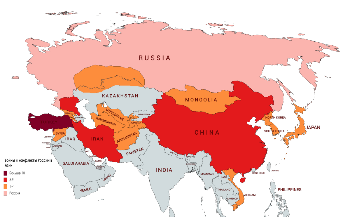 Карта россии и азии