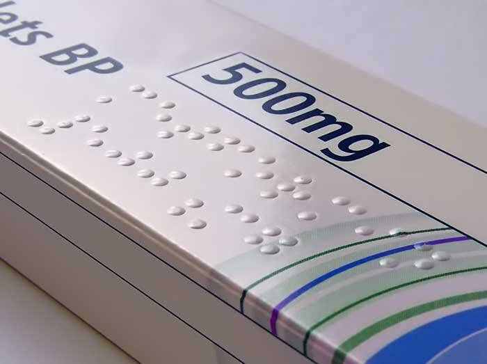 шрифт Брайля на упаковке