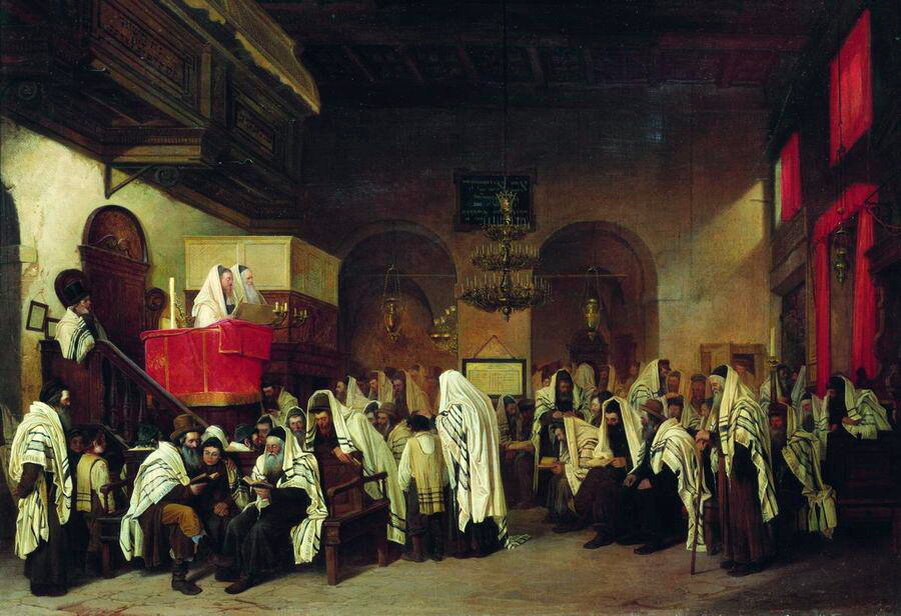 Александр Риццони. В синагоге. 1867.Третьяковская галерея