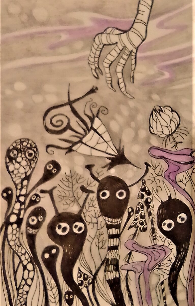 Рисунок на тему бросать. Гелевая ручка и карадашики