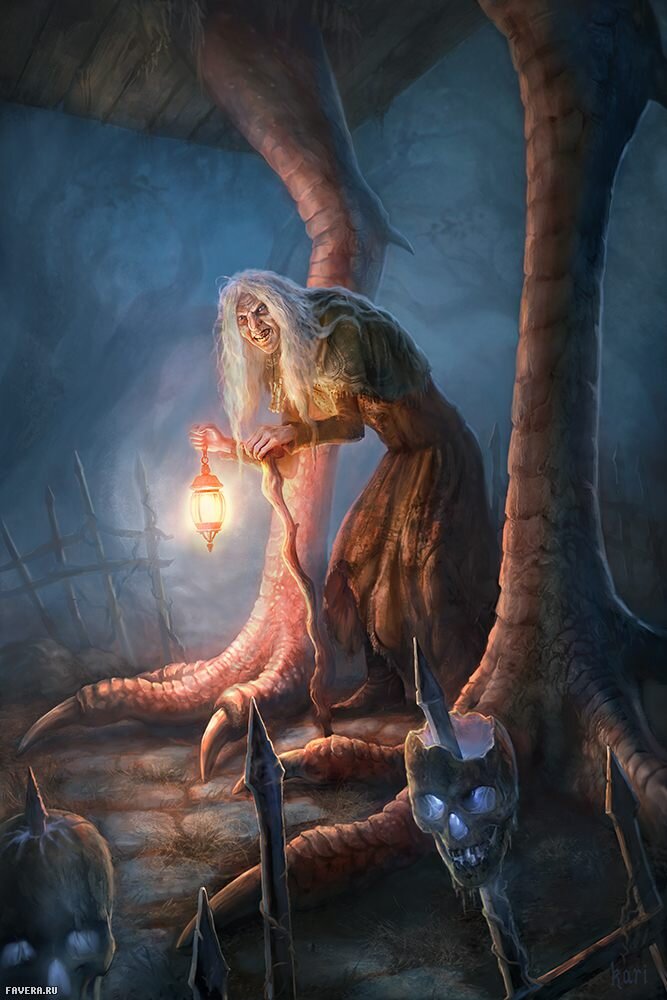 Баба яга у избы 