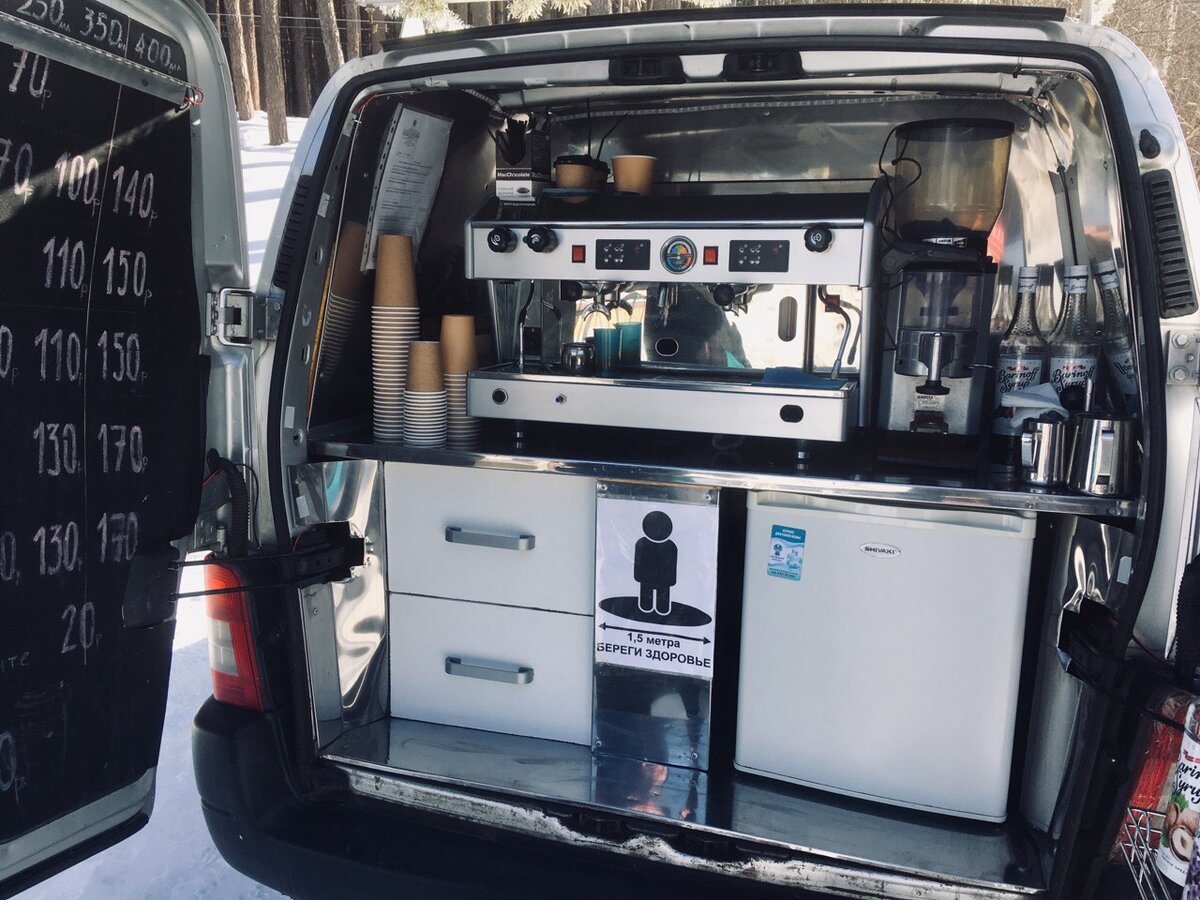 Оборудование в мобильной кофейни