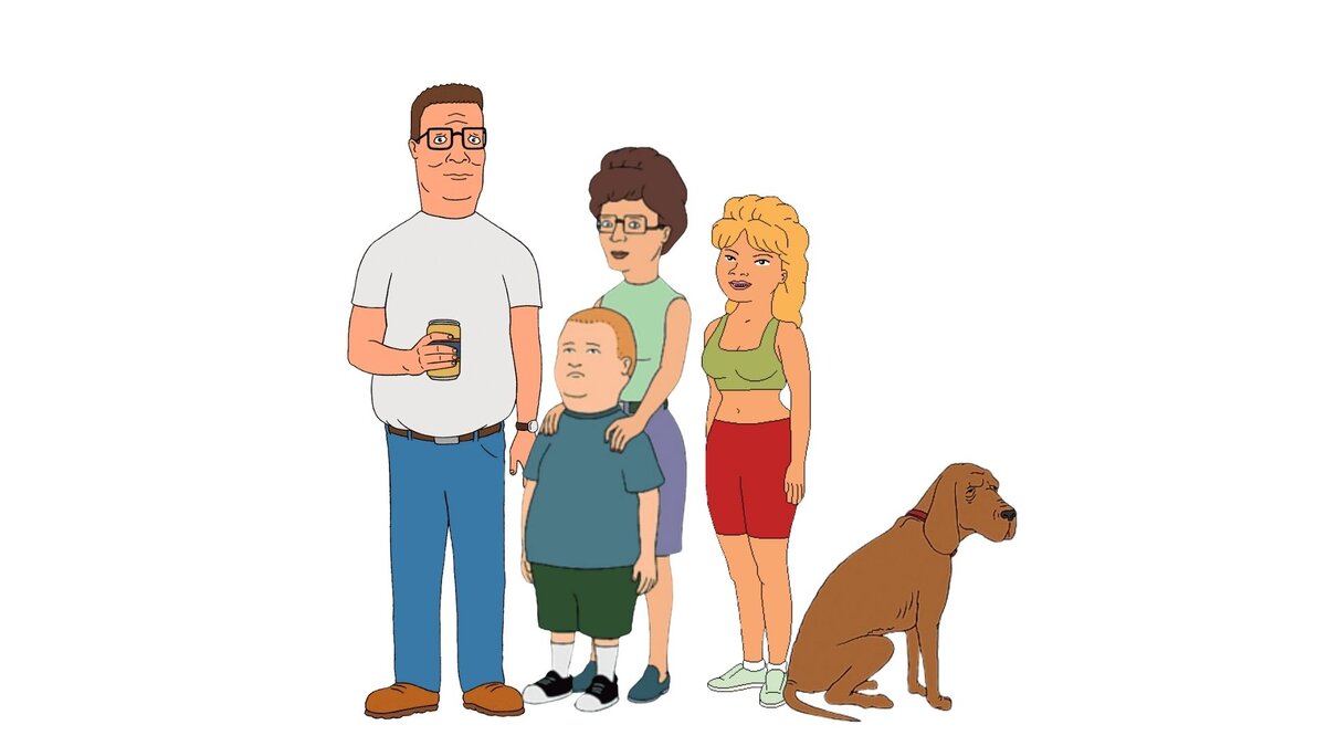 Хэнк Хилл, Пегги Хилл, Бобби Хилл, Луанн Платтер и  Ледиберд 