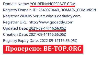 Возможность снять деньги с "YourFinanceSpace" не подтверждена.