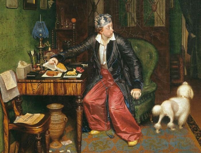Павел Федотов. Завтрак аристократа (*Не в пору гость*), 1849-1850. 