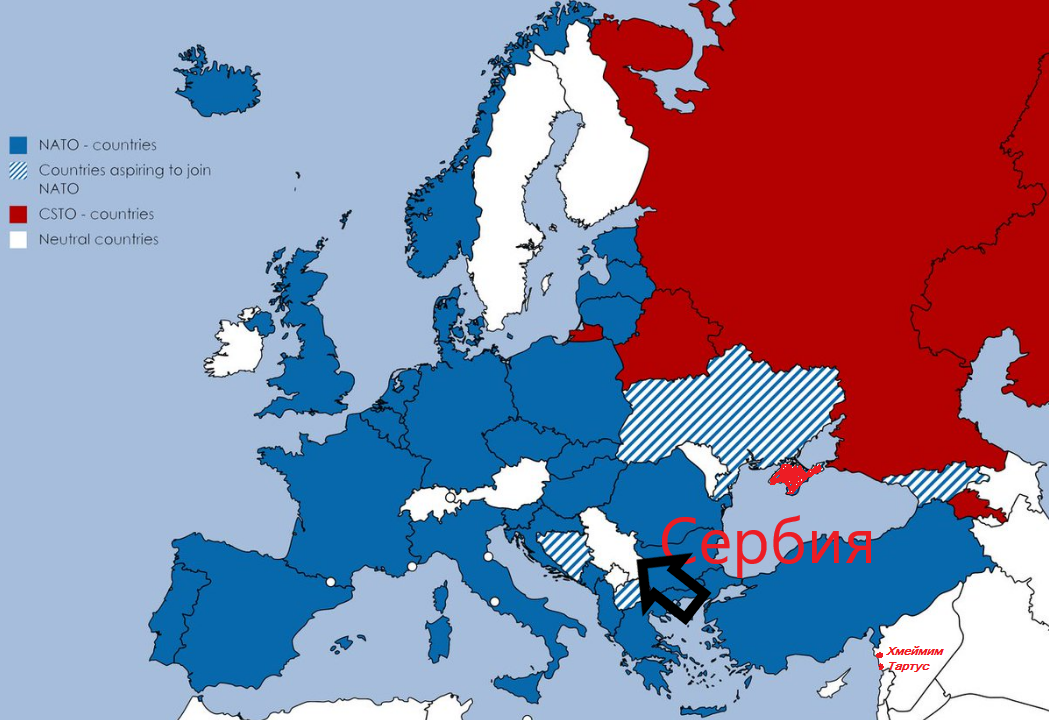 Карта НАТО в Европе и Сербия