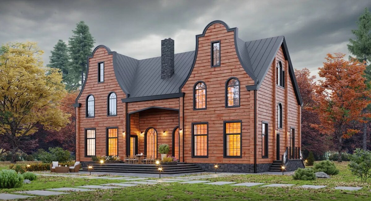 Стильные дома из премиального клеёного бруса от Нархозстрой