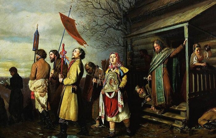 Сельский крестный ход на Пасхе. В.Г. Перов, 1861 год. | Фото: 900igr.net.
