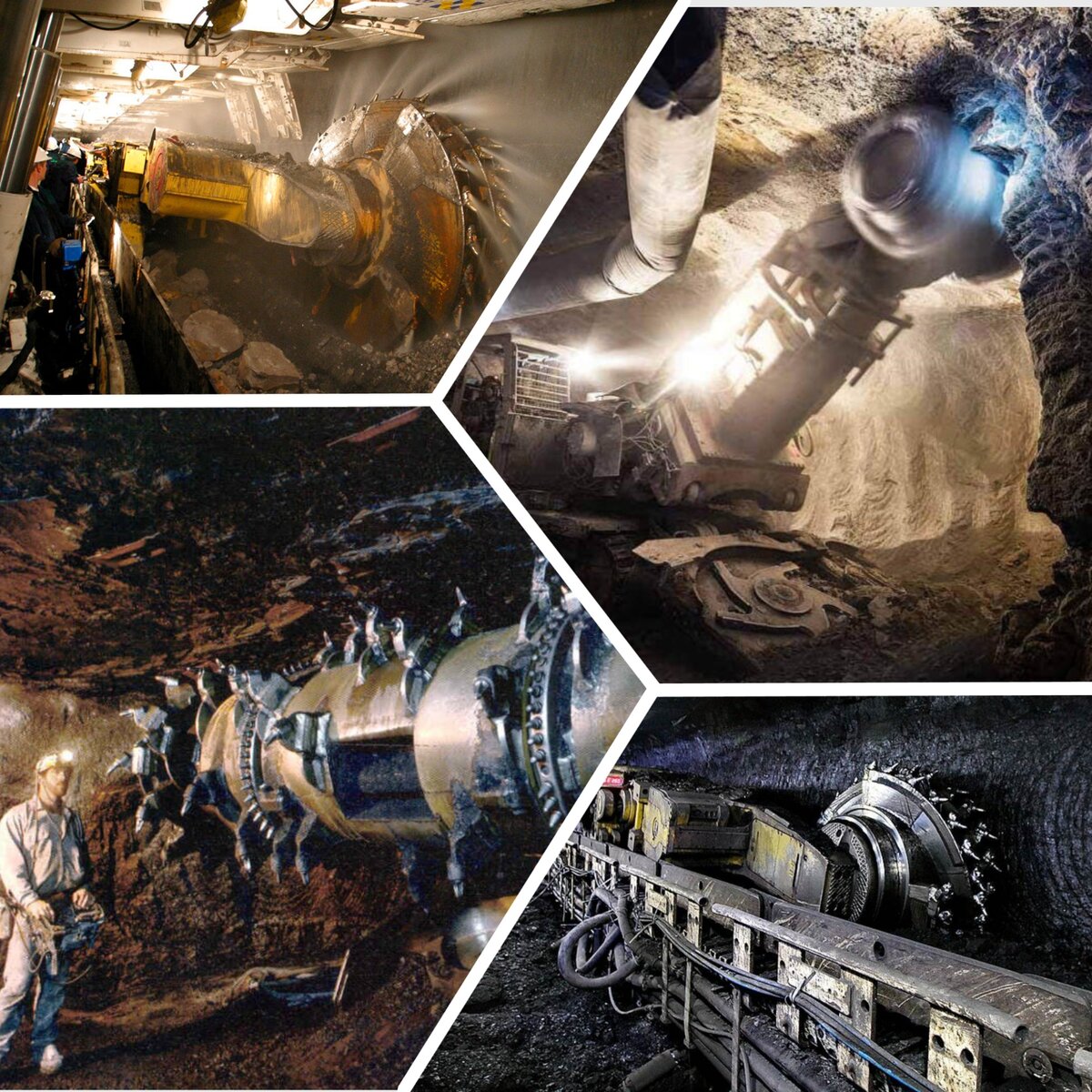 Фотографии различных роботизированных комплексов для добычи полезных ископаемых под землей