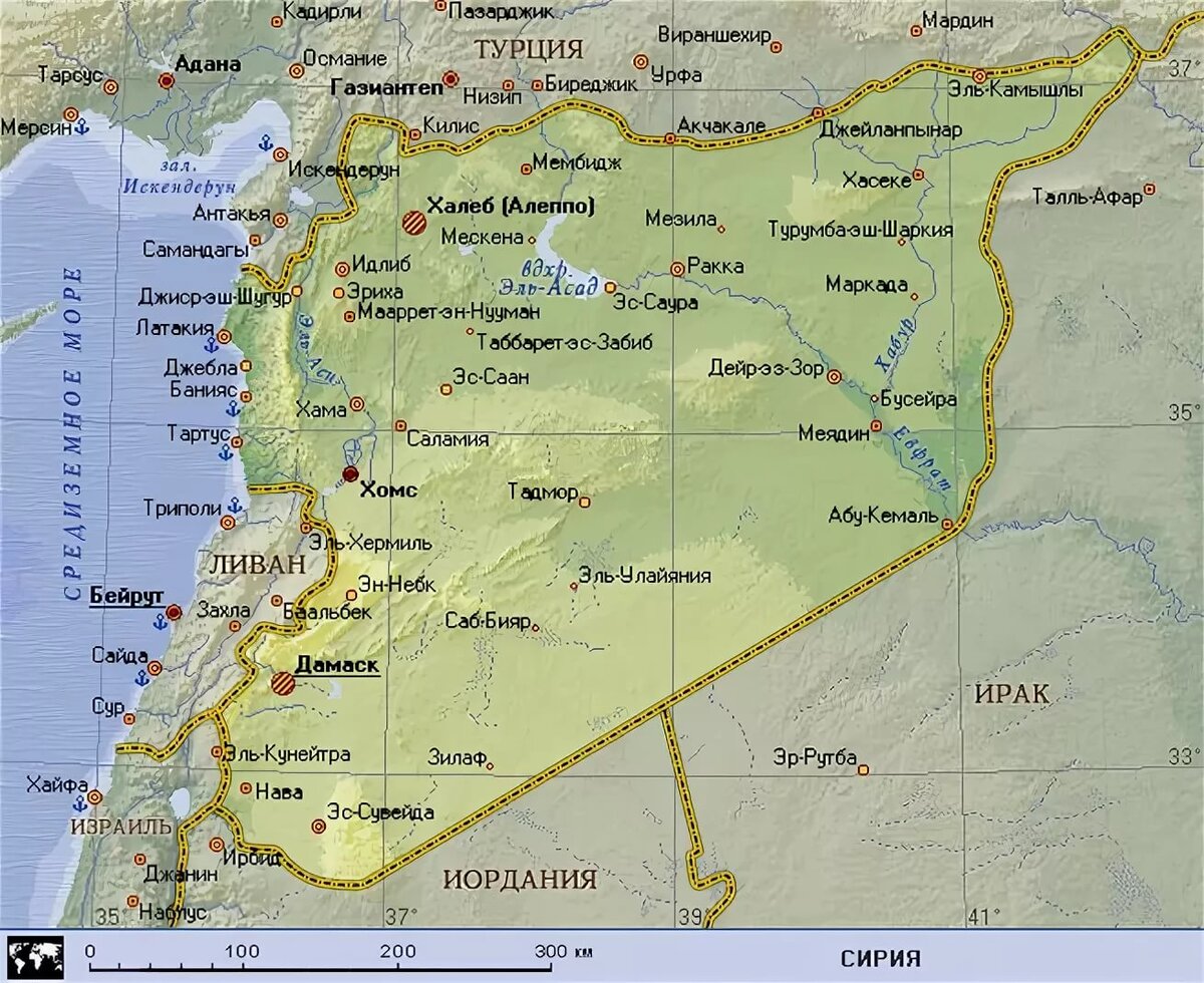 Географическая карта сирии на русском языке с городами подробная