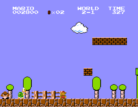 «Звездочка неуязвимости» на уровне 2-1 в игре «Super Mario bros.» на Денди
