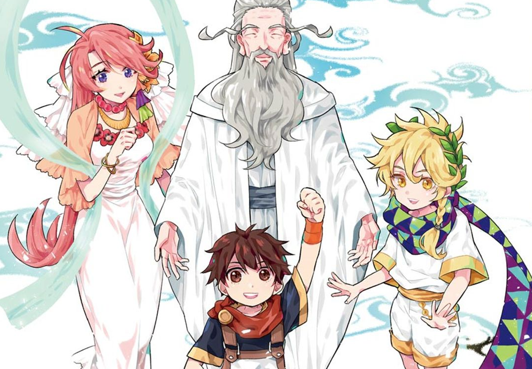 Иллюстрация с главным героем и местными богами.