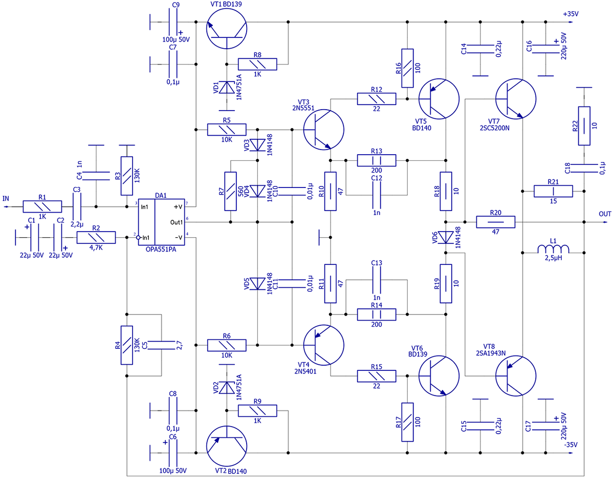 Схема на транзисторах на 100 ватт