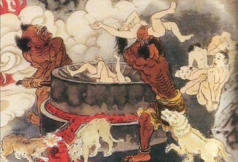 Мужчина потерял сознание на несколько дней и увидел картины Ада. Когда он очнулся, то рассказал всем, как и за что наказывают в Аду грешников. Эта история была описана в сборнике буддийских коротких рассказов "Вести из потустороннего мира" и рассказывает о китайце по имени Чжао Тай, который жил во времена династии Западная Цзинь (265-316 гг.) в городе Цинхэ.Однажды он почувствовал сильную боль в груди и мгновенно потерял сознание. Поскольку его тело оставалось тёплым, а конечности сохраняли естественную гибкость, его семья поняла, что он жив, и не стала его хоронить, а вместо этого решила дождаться его пробуждения.Через десять дней Чжао Тай пришёл в себя. Он рассказал, что, как только потерял сознание, его встретил человек верхом на лошади.  Двое сопровождающих взяли Чжао Тай под руки и повели на восток. Спустя долгое время они наконец добрались до какого-то большого города.Пройдя мимо главных ворот, Чжао Тай увидел множество домов, около которых выстроились мужчины, женщины и дети. Пять или шесть чиновников выкрикивали по порядку имя каждого человека.Немного погодя Чжао Тай вместе с тысячами других людей вошёл в подземное царство Ада (а это было именно оно). Там в большом зале сидел человек в тёмно-красной одежде, он по очереди спрашивал каждого, какие тот совершил преступления и какие добрые дела сделал.Чжао Тай честно ответил: «Мой отец и старший брат — чиновники с высоким жалованьем. В юности я учился дома, ничего не делал и не совершал никаких преступлений».В подземном царстве Чжао Таю поручили командовать двумя тысячами человек, которые перевозили песок и камни и сооружали плотину. Позже Чжао Тая назначили главой ведомства, он отвечал за осмотр Ада. И он узнал, что на каждом уровне Ада свои наказания. Люди ужасно страдают.Одним протыкали языки, их тела кровоточили; других заставляли обнимать раскалённую железную колонну, а когда они умирали, их возвращали к жизни и затем снова подвергали этому наказанию. Кого-то разрубали на куски и варили в котлах; а некоторые взбирались по частоколу мечей, который разрезал тела на части. Все виды наказаний соответствовали преступлениям, совершённым при жизни.Также в Аду был город превращений. Только те, кто закончил отбывать свое наказание, приходили в этот город и, в соответствии с деяниями прошлой жизни, получали новый облик для следующего перерождения.Те, кто убивал, грабил и совершал разбойные нападения, становились свиньями и овцами, которых заколют и съедят; те, кто совершал прелюбодеяние в предыдущей жизни, станут птицами и зверями; те, кто не платил по долгам, станут коровами, лошадьми и ослами и будут много и тяжело работать.Чжао Тай однажды спросил правителя Ада: «Каким надо быть человеком, чтобы получить счастливое воздаяние?»Правитель Ада ответил: «Люди, которые совершенствуют себя, получат благословение. Если не совершать дурные дела, то не будет и наказания».Правитель знал, что Чжао Таю отпущено ещё тридцать лет жизни, поэтому велел возвращаться в человеческий мир. Перед возвращением правитель велел ему рассказать людям об увиденных картинах возмездия в Аду, а также наставлять их творить больше добрых дел и помнить, что добро и зло, словно тени, постоянно следуют за человеком.Когда Чжао Тай вернулся в мир людей, он сразу же записал увиденное и эту историю прочитали много людей. Остаток своих дней Чжао Тай провел, рассказывая другим людям о том, что воздаяние за добро и зло неизбежно.