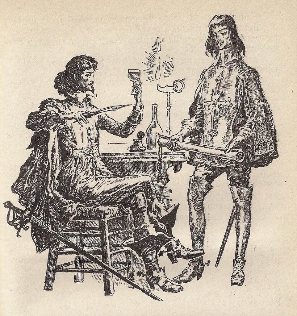 Атос и д'Артаньян с патентом лейтенанта мушкетёров. Художник Иван Кусков