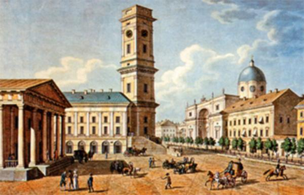 Первоначальный вид башни и Городской думы (1811) 