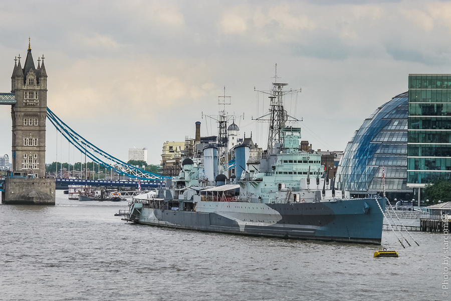 HMS "Belfast" на фоне Tower Bridge