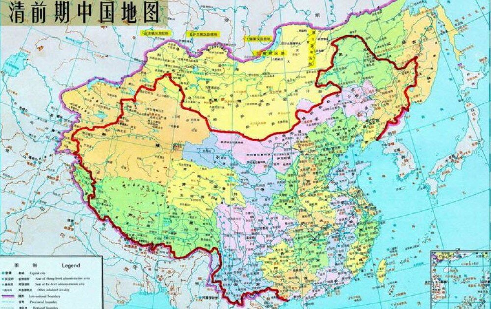 Карта из китайского школьного учебника с "временно оккупированной, но исторически китайской землёй".