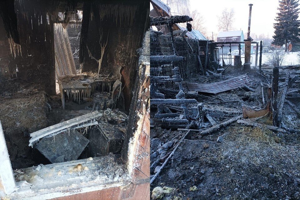     Новосибирцев просят помочь семье погорельцев, потерявшей дом в ночном пожаре в «Золотой горке». Фото: "Инцидент Новосибирск".
