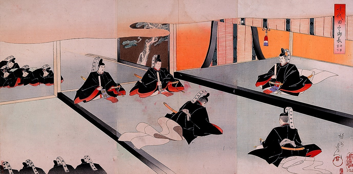 Передняя часть замка Эдо. Художник Ёсю Тиканобу (1838–1912). Источник: https://wako226.exblog.jp/16483689/