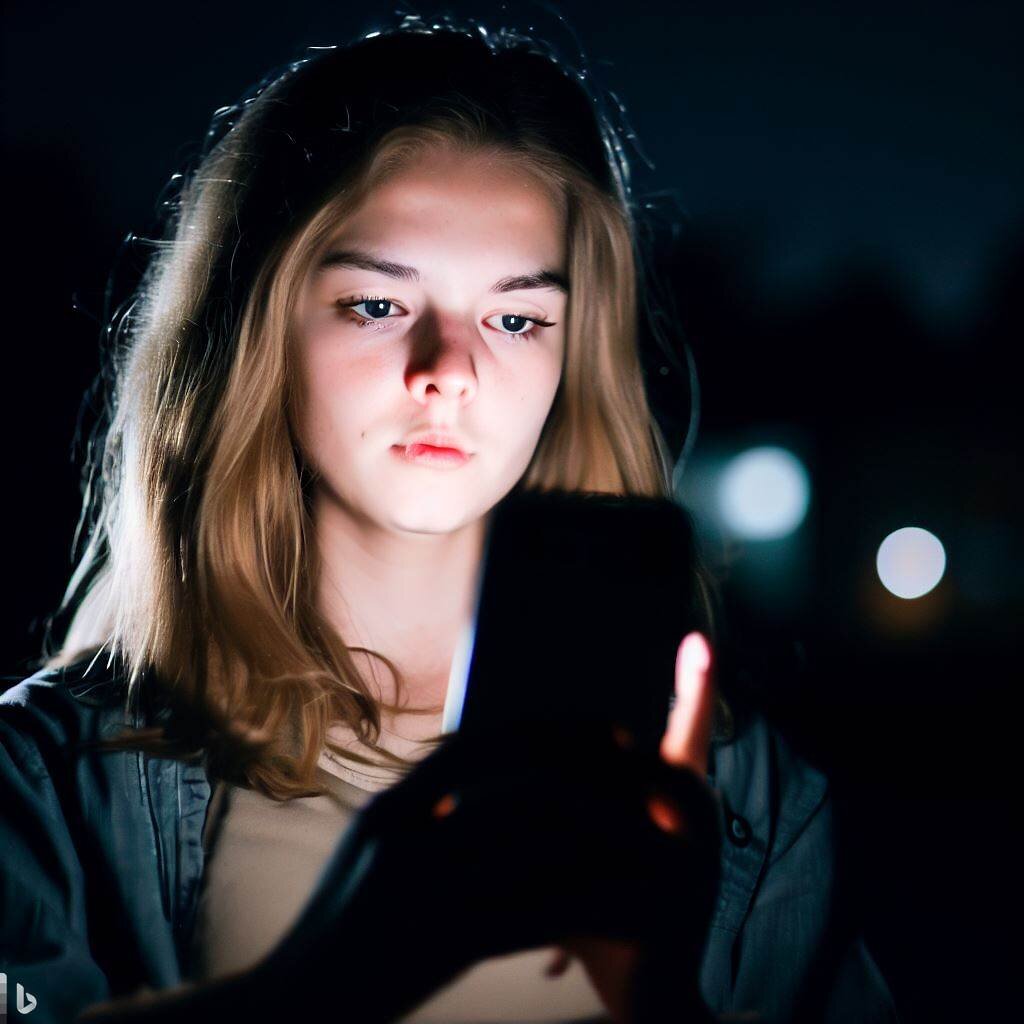 Девушка сидящая в телефоне