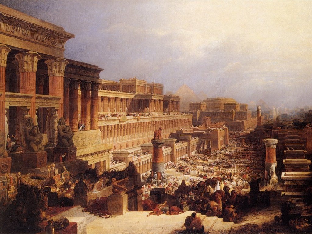 Евреи покидают египет.  Художник Девид Робертс.масло, холст 1830 г.