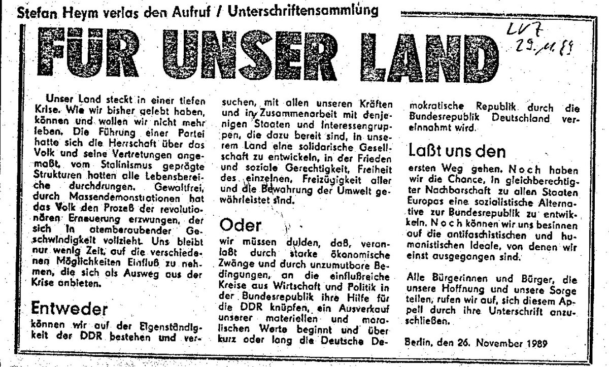 Одна из газетных публикаций Fur unser Land