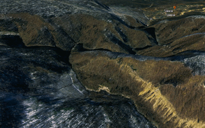 Местоположение Гуамского ущелья на картах Google Earth
