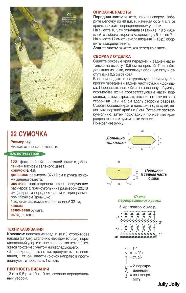 Сумки спицами и крючком схемы и описание