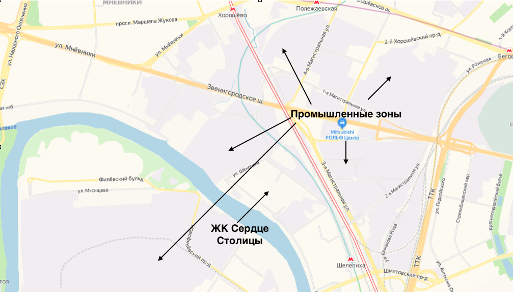 пока комплекс буквально окружен действующими и реконструируемыми промышленными кварталами