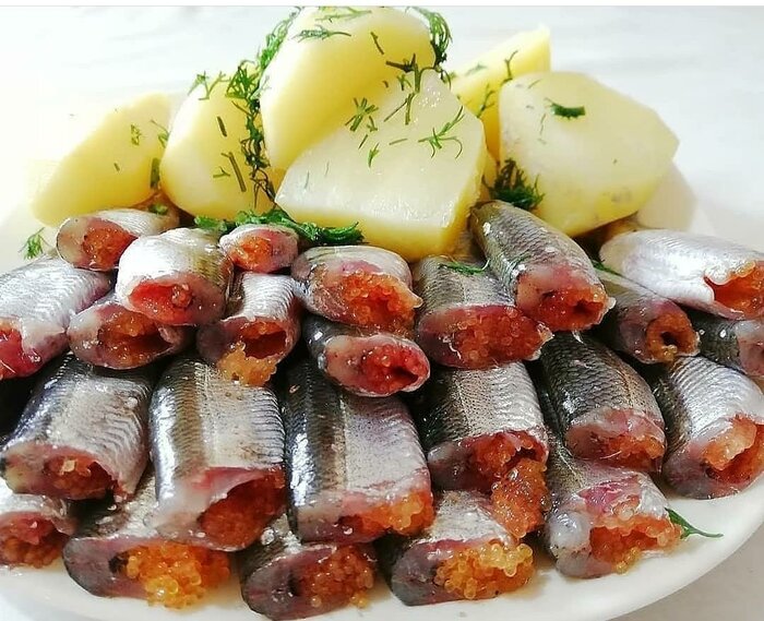 Солёный тугунок с картофелем
