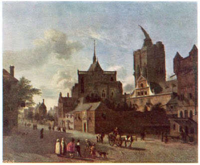 На картине видно недостроенную башню собора с краном