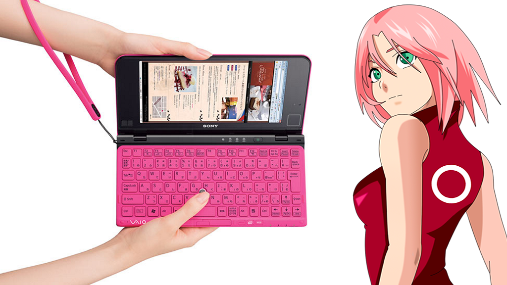 Самое забавное, что Sony предполагали, что покупатели будут использовать компьютер "на ходу": у него был специальный ремешок, который позволял носить ноутбук на руке! и встроенный в корпус экрана тачпад (белый квадрат на рамке экрана)