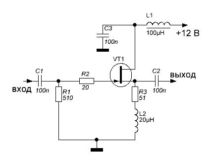 Широкополосный усилитель схема